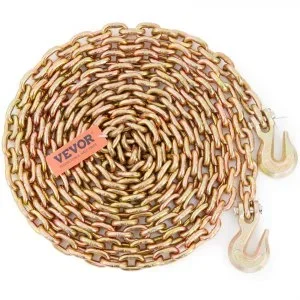 VEVOR Chaîne de transport G80, chaîne de remorquage avec crochets, charge de 2222 kg, 8 mm x 6,1 m