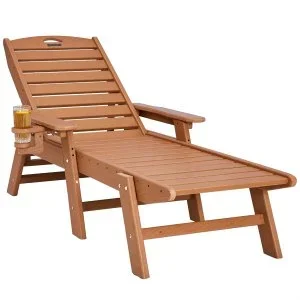 VEVOR Chaise longue d’extérieur transat inclinable réglable pour patio marron