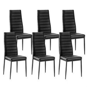 VEVOR Chaises Salle à Manger Modernes, Ensemble Chaises de Cuisine en Cuir 6 Pièces, avec Dossier, Coussins Épais et Pieds en Métal, Meuble d’Appoint Peu Encombrant, pour Table à Manger, Noir