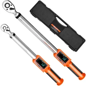 VEVOR Clé Dynamométrique Numérique 2PCs Entraînement 9,5 mm 13 mm 72 Dents LED