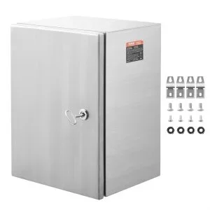 VEVOR Coffret Électrique en Acier Inoxydable, Armoire Électrique 40x30x25 cm Boîtier Mural Étanche IP66 avec Plaque de Montage, Charnière de Verrou pour Équipements Électroniques Électriques Extérieur