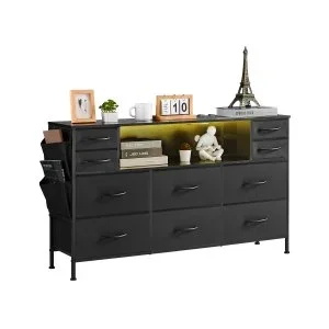VEVOR Commode en tissu meuble de rangement à 10 tiroirs pour chambre salon noir