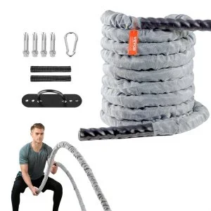 VEVOR Corde de combat corde d’entraînement avec manchon de protection 38 mm gris