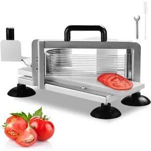 VEVOR Coupe-tomates Commerciale, Trancheuse à Tomates de 4,8 mm, Trancheur pour Tomates Robuste en Acier Inoxydable, avec Pieds Antidérapants, pour Couper les Tomates, les Concombres et les Bananes