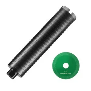 VEVOR Couronne Diamanté Humide/Sec 63,5 mm, Profondeur de Perçage de 241 mm, Foret à Béton avec Adaptateur de Foret Pilote et Lame de Scie, Filetage Intérieur 16-279 mm, Soudage au Laser, pour Brique