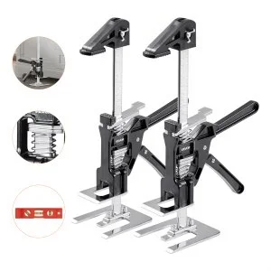 VEVOR Cric à Bras Lève Meuble Porte 2PCs Charge 150 kg Levage jusqu’à 18 cm Noir