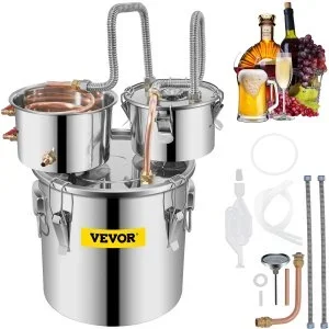 VEVOR Cuve de Fermentation, Distillateur d&rsquo;Alcool Alambic en cuivre Machine Moonshine Acier Inoxydable avec Pompe de Circulation