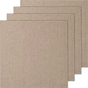 VEVOR Dalles de moquette à décoller et à coller, 457 x 457 mm, tapis de sol auto-adhésif, rembourré et doux, installation facile pour chambre, salon, intérieur et extérieur (10 pcs, marron clair)
