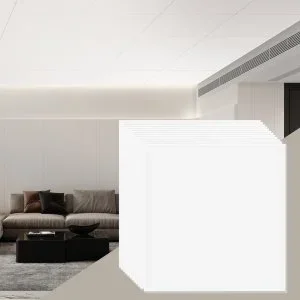 VEVOR Dalles de Plafond Lot de 12 Mousse PVC Ignifuge Lisse Blanc 603 x 603 mm