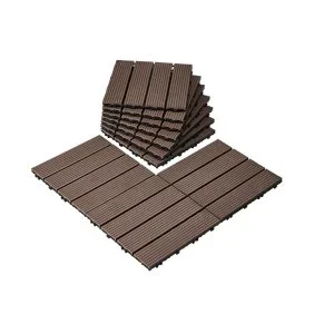 VEVOR Dalles de Terrasse Emboîtables Plastique Bois WPC Lot de 27 300×300 mm