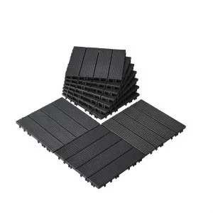 VEVOR Dalles de Terrasse Emboîtables Plastique Lot de 10 300×300 mm Gris Foncé