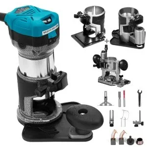 VEVOR Défonceuse Électrique Affleureuse à Bois Kit compact Couple maximum 1,25 CV 30 000 tr / min à vitesse variable pour le travail du bois