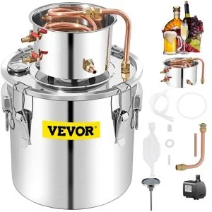 VEVOR Distillateur Alambic 50 L Distillateur d&rsquo;Alcool Chaudière à Spiritueux Acier Inoxydable 6,92 kg Kit de Pot de Brassage Φ40 x 40 cm