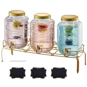 VEVOR Distributeur de Boissons 8 L 3PCs en Verre avec Support pour Café