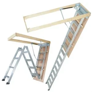 VEVOR Échelle Télescopique Pliable de Grenier en Aluminium Capacité de Charge 158,8 kg 570×1600 mm Extension Polyvalente Légère Portable Hauteur d’Installation 2,9 m-3,7 m pour Grenier, Bureau, Maison