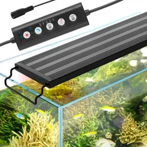 VEVOR Éclairage Aquarium 22 W, Lampe d’Aquarium à Spectre Complet, 5 Niveaux de Luminosité, Minuterie Réglable, Mémoire de Mise Hors Tension, Coque en ABS Extensible, pour Réservoir d’Eau 76,2-91,4 cm