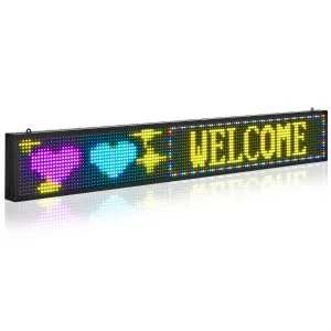 VEVOR Enseigne Lumineuse LED Programmable 131×19 cm, Panneau d’Affichage Numérique Couleur Pleine P10, GIF à Motifs de Texte Personnalisés, Commande Bluetooth, Information Publicitaire Publicité