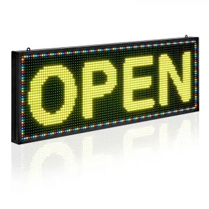 VEVOR Enseigne Lumineuse LED Programmable 99×35 cm, Panneau d’Affichage Numérique Couleur Pleine P10, GIF à Motifs de Texte Personnalisés, Commande Bluetooth, Information Publicitaire Publicité