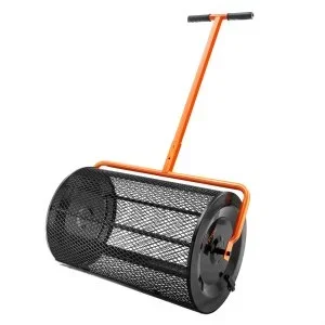 VEVOR Épandeur de Compost Largeur 61 cm Épandeur de Mousse de Tourbe Poignée Hauteur Réglable 62,5-67,5 cm Panier en Maille d&rsquo;Acier Loquets Latéraux pour Épandre Fumier Terre Végétale Pelouse Jardin