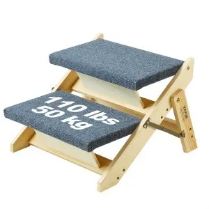 VEVOR Escalier bois pliable 2en1 pour animaux de compagnie chien 2 marches 50 kg