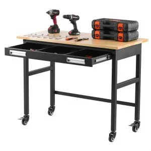VEVOR Établi roulant sur roulettes avec tiroir et plateau en bois 680 kg 1220 mm