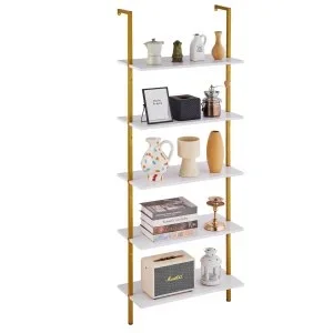 VEVOR Étagère Échelle Bibliothèque 5 Niveaux Mural Ouvert 64×30 cm Cadre Métal