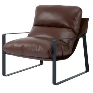 VEVOR Fauteuil d’Appoint Moderne en Cuir PU avec Cadre en Métal Salon Marron