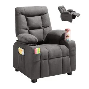 VEVOR Fauteuil Inclinable pour Enfants Chaise avec Porte-gobelets et Poches Gris