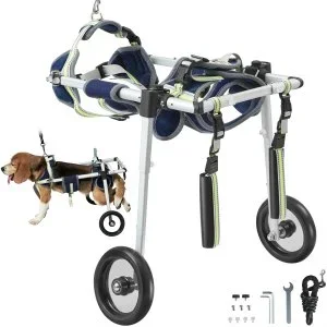 VEVOR Fauteuil roulant pour animal compagnie pattes arrières 2 roues réglable XS