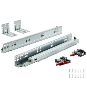 VEVOR Glissières de Tiroir, 6 Paires Coulisses Tiroir à Billes 381 mm Silencieuses Fermeture Douce 45,4 kg Montage Latéral Inférieur Rail Guidage Acier à Verrou Extension Complète pour Armoire Cuisine