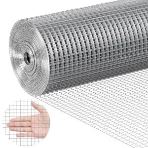 VEVOR Grillage métallique soudé, 610 mm x 15,24 m, rouleau treillis métallique galvanisé à chaud maillage 12,7 x 12,7 mm clôture en fil de poule calibre 19 pour cages à lapins, jardin, petits rongeurs