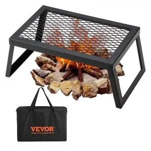 VEVOR Grille Pliante 458 x 305 x 205 mm Grille de Feu de Camp Portable en Acier Grille de Cuisson Pliable Charge 6 kg Stable avec Sac de Transport