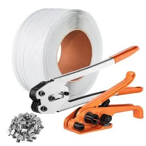 VEVOR Kit cerclage avec outil tendeur de cerclage, scellement de cerclage, bande PP 1000 m longueur, 1000 joints métalliques, kit cerclage d’emballage de palette, cerclage d’emballage pour l’emballage