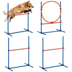 VEVOR Kit Équipements d’Entraînement d’Agilité pour Chiens 4 Pièces avec Haies