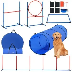 VEVOR Kit Équipements d’Entraînement d’Agilité pour Chiens 5 Pièces avec Anneaux