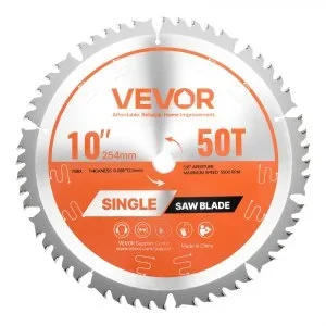 VEVOR Lame de scie circulaire Ø 254 mm, lame de coupe pour scie circulaire, 50 dents alliage, arbre 15,875 mm, finition soignée, avec évents de chauffage antibruit, pour couper contreplaqué, bois dur