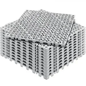 VEVOR Lot de 12 Dalles de Jardin Piscine 30x30x1,5 cm Gris Dalle Clipsable Ajourée Antidérapante en PVC Drainage Rapide Revêtements de Sol Extérieur Intérieur pour Terrasse Cuisine Spa Salle de Bain