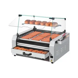 VEVOR Machine à hot-dogs à 11 rouleaux 30 hot-dogs avec chauffe-petits pains