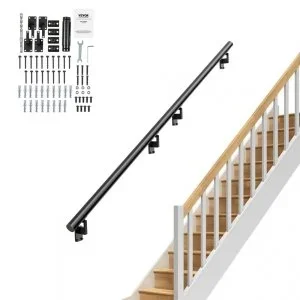 VEVOR Main Courante pour Escalier 366 cm Rampe Escalier Murale Intérieur Barre Appui en Alliage d&rsquo;Aluminium Épais avec Kit d&rsquo;Installation Capacité de Charge 199,6 kg pour Escaliers Couloirs de Maison