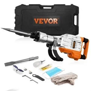 VEVOR Marteau Piqueur Perforateur Burineur Marteau de Démolition Électrique 3500 W 2 Burins 1900 Bpm