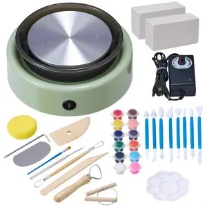 VEVOR Mini Tour de Potier Électrique avec Plateau Tournant 158 mm Poterie Vert