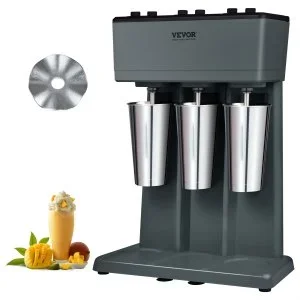 VEVOR Mixeur Électrique pour Milkshakes 3 Têtes Machine à Milkshake 750 W 3 Vitesses 15000/18000/21000 tr/min 3 Gobelets en Inox 820 mL pour la Préparation des Boissons Thé au Lait Smoothie Maison Bar