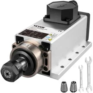 VEVOR Moteur de Broche Refroidi à l&rsquo;Air Carré 2,2 kW Moteur Broche CNC 24000 tr/min ER20 Moteur de Fraisage Refroidissement par Air Moteur de Broche pour Machine à Graver Convertisseur de Fréquence