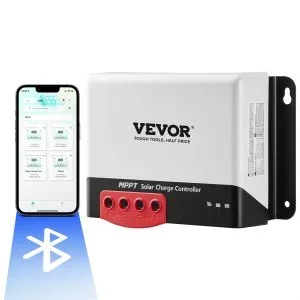 VEVOR MPPT Contrôleur de Charge Solaire 12 V/24 V Auto CC Régulateur de Charge de Panneau Solaire 30 A Module Bluetooth Efficacité de Charge 98 % pour Batteries Scellées AGM, au Gel, Inondées, Lithium