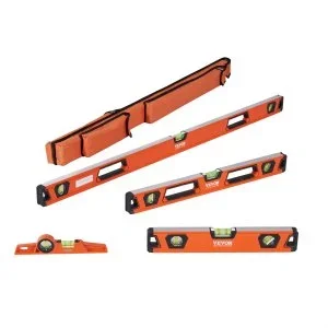 VEVOR Niveau à Bulle Magnétique 1222/610/411/249 mm Niveau Aimanté Torpille Outil Nivellement 45° Horizontal Vertical Alliage Aluminium Fenêtre Vue pour Mesure Décoration Construction Industrie Maison