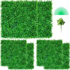 VEVOR Panneaux de Buis Artificiels 20X 20pouce Haie Artificielle Réaliste 6pcs Protection UV Panneaux Muraux de Haie de Buis Construction Solide Frais Faux Feuillage Toile de Fond Décoration Murale