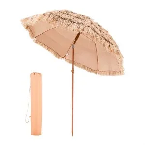 VEVOR Parasol Hawaïen Exotique Inclinable avec Toit en Chaume PP 2 m pour Plage