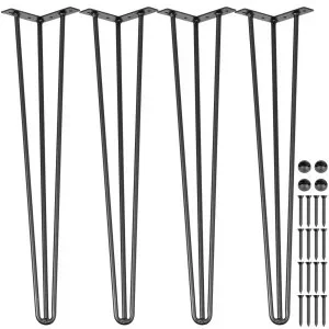 VEVOR Pieds de table en épingle à cheveux de 40,6 cm Ensemble de pieds de table en épingles 4 Pc Pieds de table en épingle à cheveux en acier avec 3 Tiges