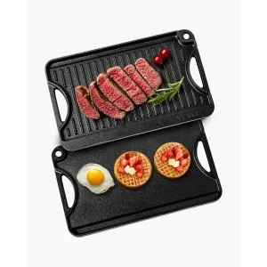 VEVOR Plaque de cuisson en fonte plaque-gril réversible portable 185×342 mm noir