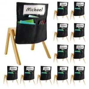 VEVOR Pochette de Chaise 12 PCS avec Étiquette Nominative pour Salle Classe Noir